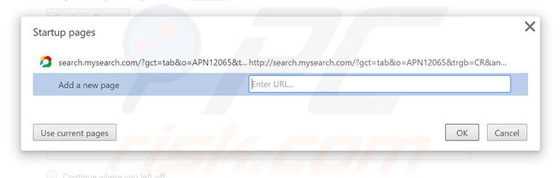 Removing search.mysearch.com from Google Chrome homepage