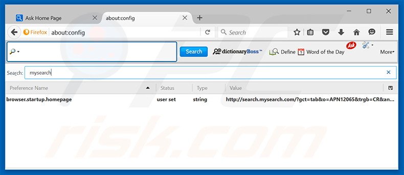 Removing search.mysearch.com from Mozilla Firefox default search engine