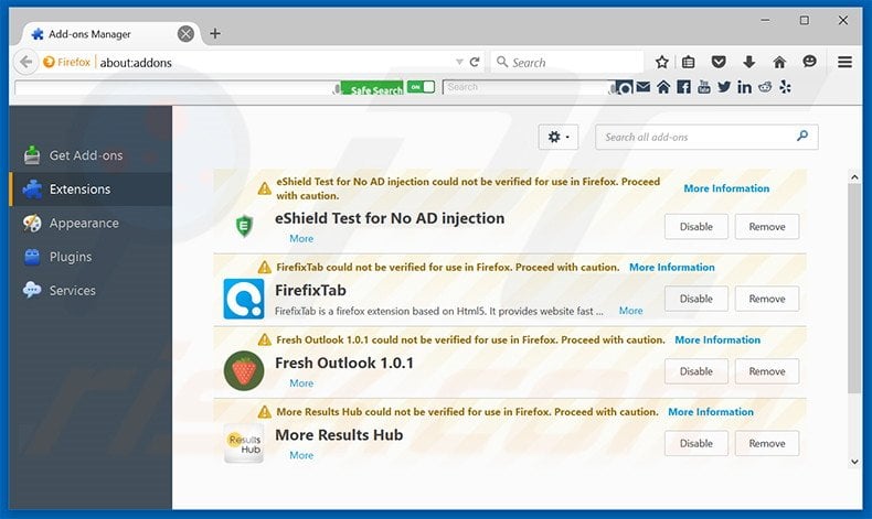 Removing Shield+ ads from Mozilla Firefox step 2