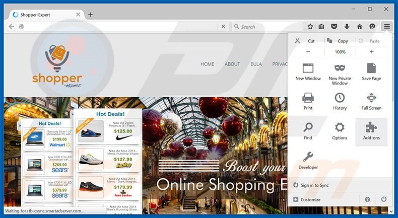 Removing Shopper-Expert ads from Mozilla Firefox step 1