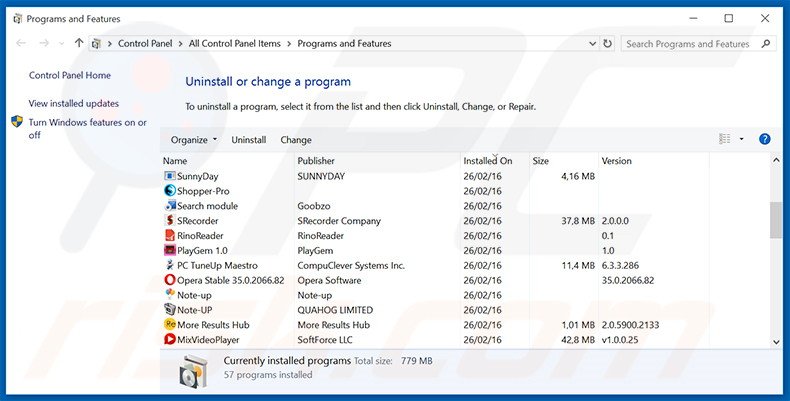 Shopper-Expert adware uninstall via Control Panel