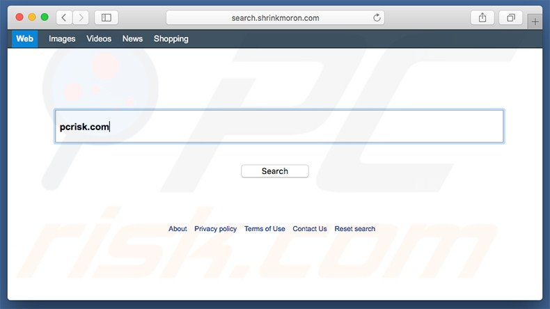 search.shrinkmoron.com browser hijacker on a Mac computer