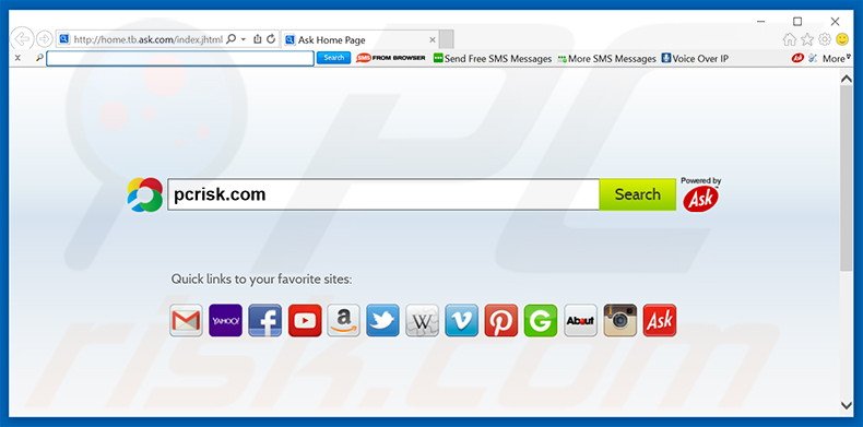 SMSfromBrowser browser hijacker