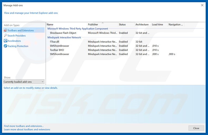 Removing SMSfromBrowser related Internet Explorer extensions