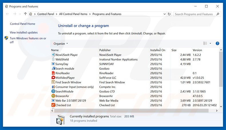 Snail Translate adware uninstall via Control Panel