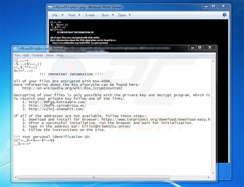 teslacrypt using locky ransom demanding message