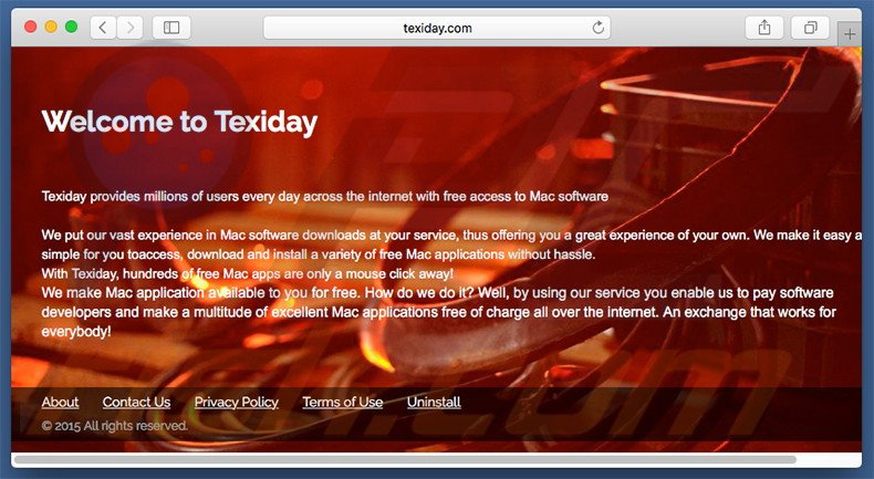 Dubious website used to promote search.texiday.com