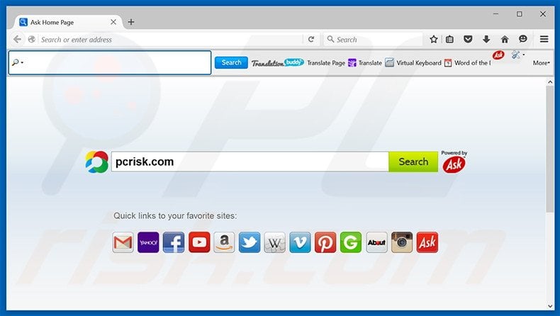 TranslationBuddy browser hijacker