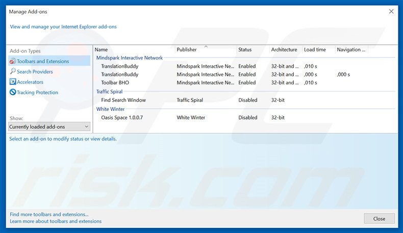 Removing TranslationBuddy related Internet Explorer extensions