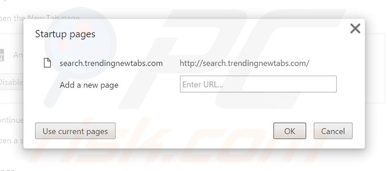 Removing search.trendingnewtabs.com from Google Chrome homepage