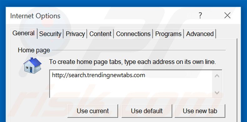 Removing search.trendingnewtabs.com from Internet Explorer homepage
