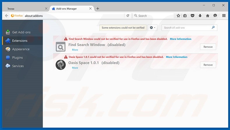 Removing Trezaa ads from Mozilla Firefox step 2