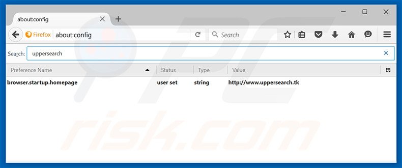 Removing uppersearch.tk from Mozilla Firefox default search engine