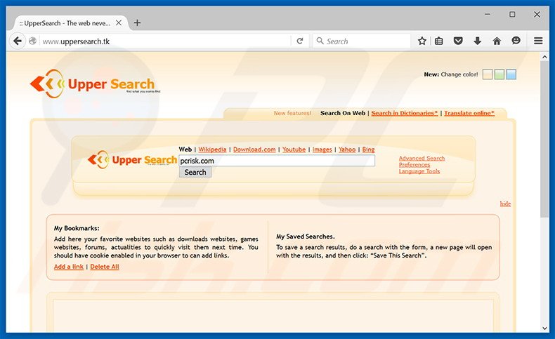 uppersearch.tk browser hijacker