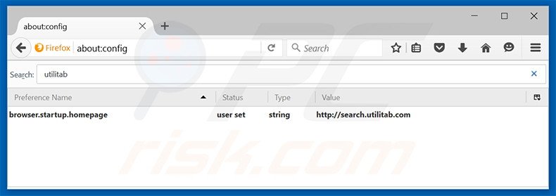 Removing search.utilitab.com from Mozilla Firefox default search engine
