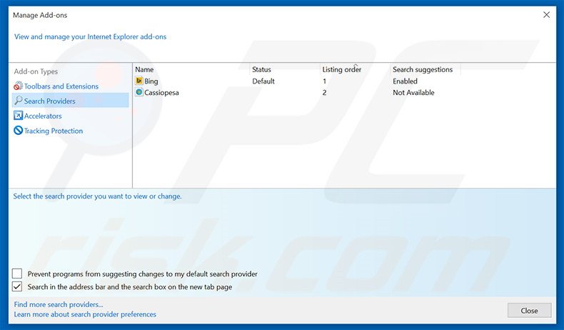 Removing search.utilitab.com from Internet Explorer default search engine