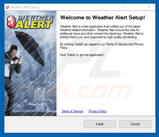 weather alert adware installer setup
