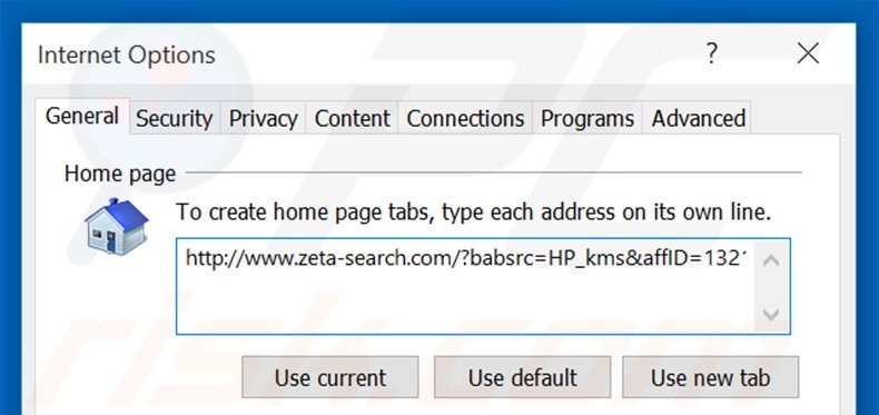 Removing zeta-search.com from Internet Explorer homepage