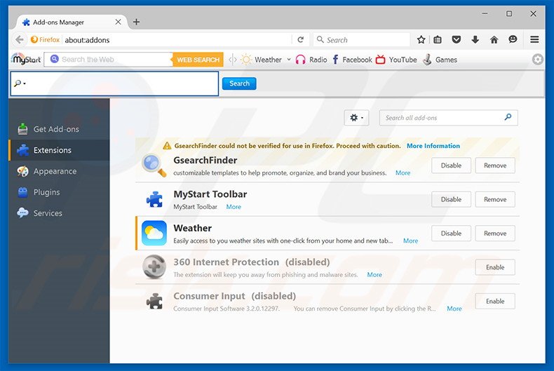 Removing search.searchlwa.com related Mozilla Firefox extensions
