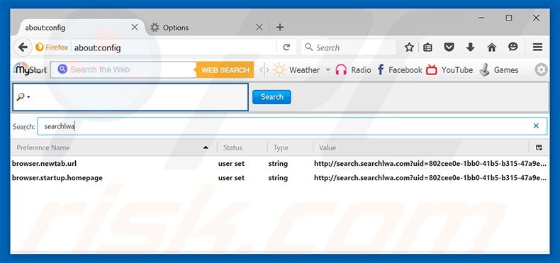 Removing search.searchlwa.com from Mozilla Firefox default search engine