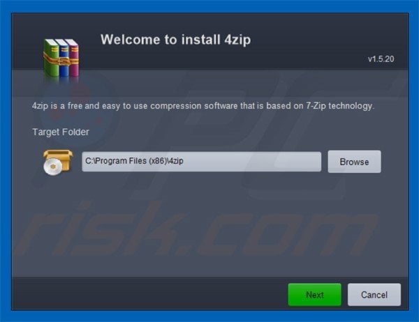 Official 4zip adware installation setup
