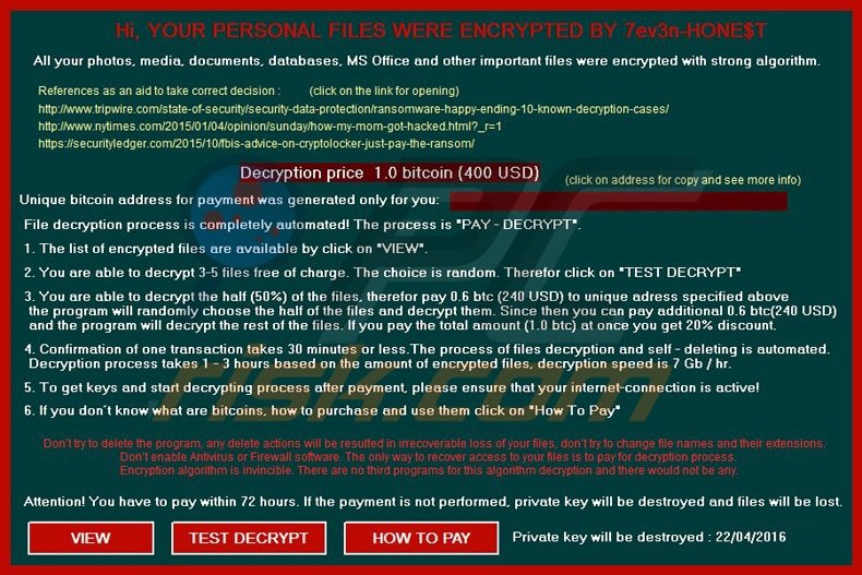 7ev3n-HONE$T ransomware