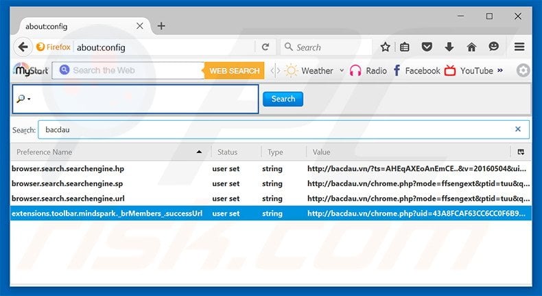 Removing bacdau.vn from Mozilla Firefox default search engine