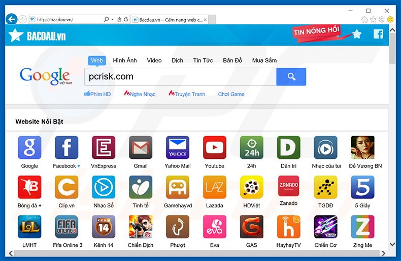 bacdau.vn browser hijacker