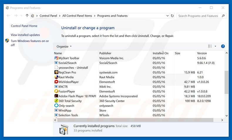 bacdau.vn browser hijacker uninstall via Control Panel