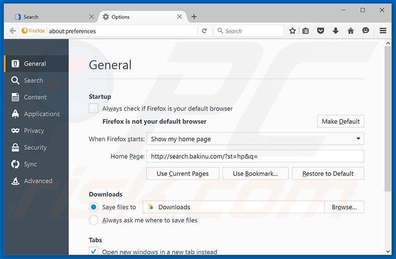 Removing Bakinu from Mozilla Firefox homepage