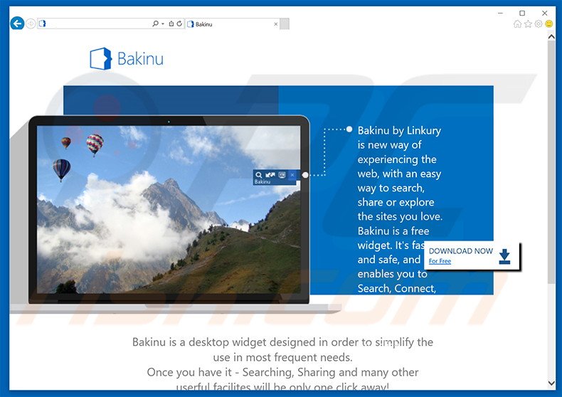 Website used to promote Bakinu browser hijacker