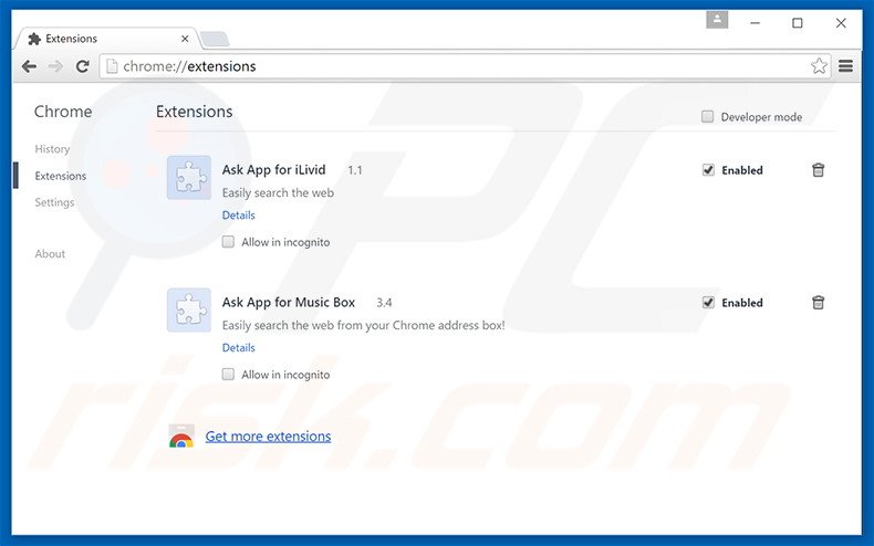 Removing bingoweb.ga related Google Chrome extensions