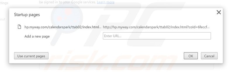 Removing hp.myway.com from Google Chrome homepage