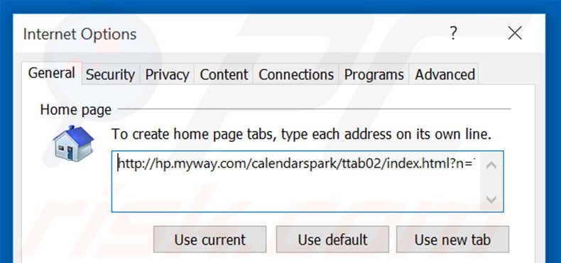 Removing hp.myway.com from Internet Explorer homepage