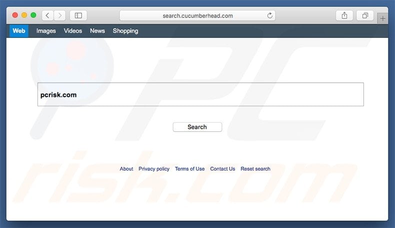search.cucumberhead.com browser hijacker on a Mac computer