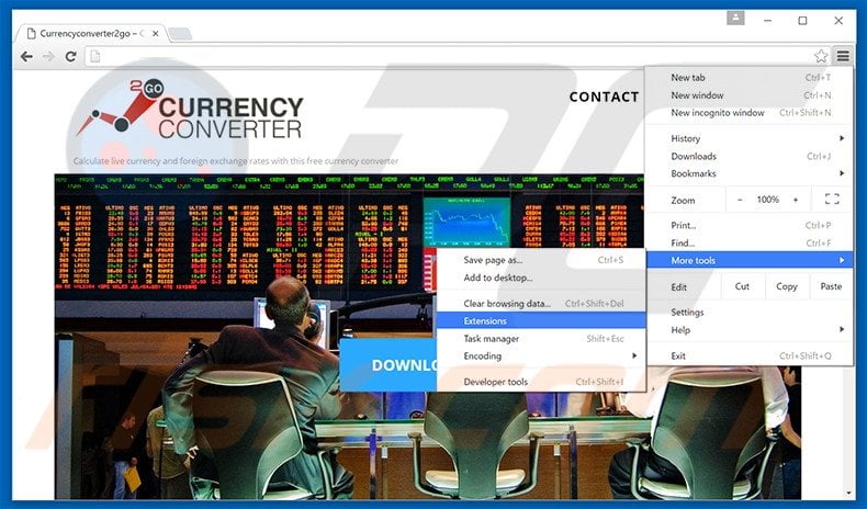 Removing Currency Converter 2 Go  ads from Google Chrome step 1