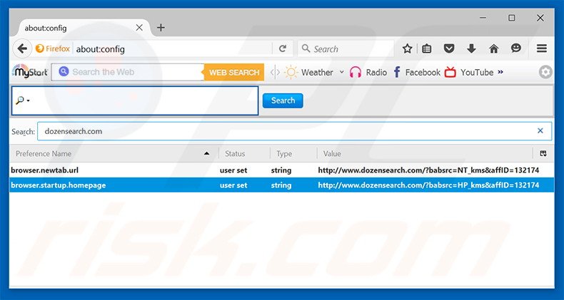Removing dozensearch.com from Mozilla Firefox default search engine
