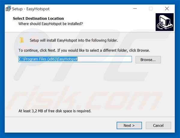 Official EasyHotspot adware installation setup