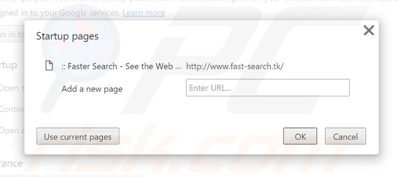 Removing fast-search.tk from Google Chrome homepage
