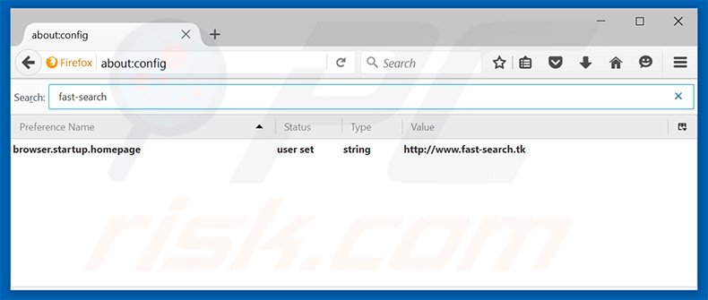 Removing fast-search.tk from Mozilla Firefox default search engine