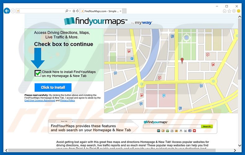 Website used to promote FindYourMaps browser hijacker
