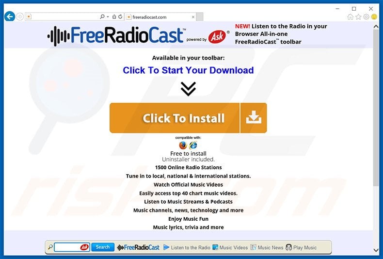 Website used to promote FreeRadioCast