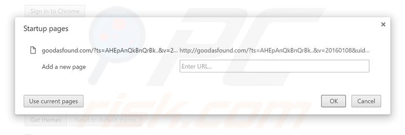 Removing goodasfound.com from Google Chrome homepage