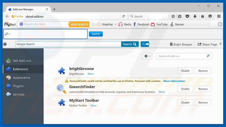 Removing goodasfound.com related Mozilla Firefox extensions