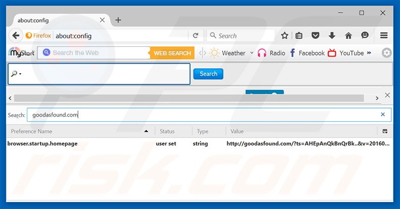 Removing goodasfound.com from Mozilla Firefox default search engine