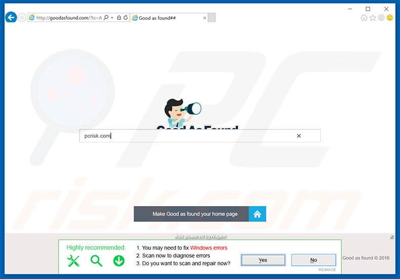goodasfound.com browser hijacker