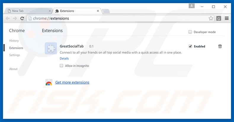 Removing search.greatsocialsearch.com related Google Chrome extensions