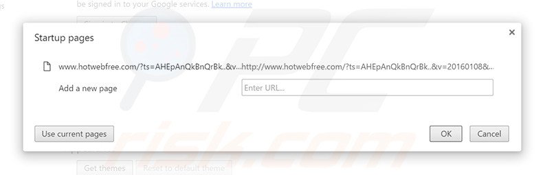 Removing hotwebfree.com from Google Chrome homepage