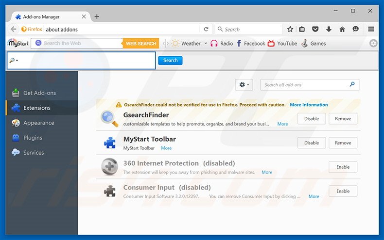 Removing hotwebfree.com related Mozilla Firefox extensions