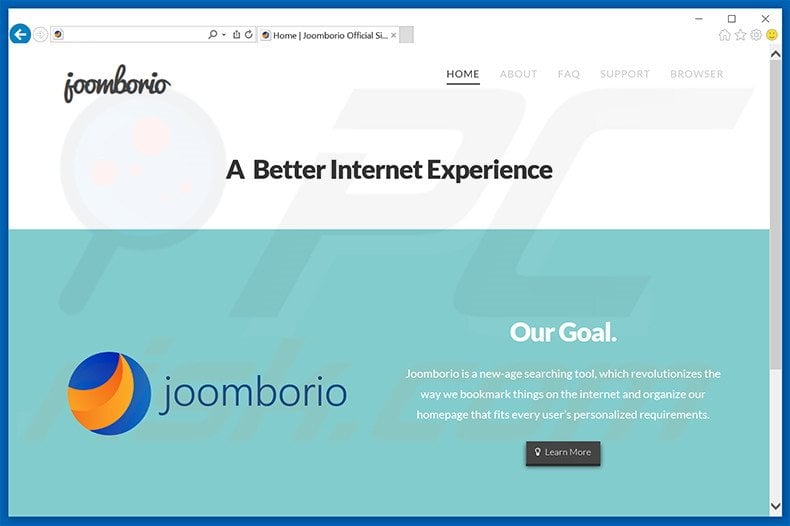 Website used to promote joomborio.com browser hijacker